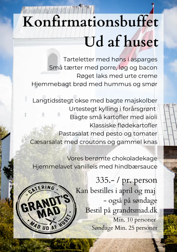 Buffet med lækker mad til konfirmation leveres ud af huset i Jelling, Give og Vejle