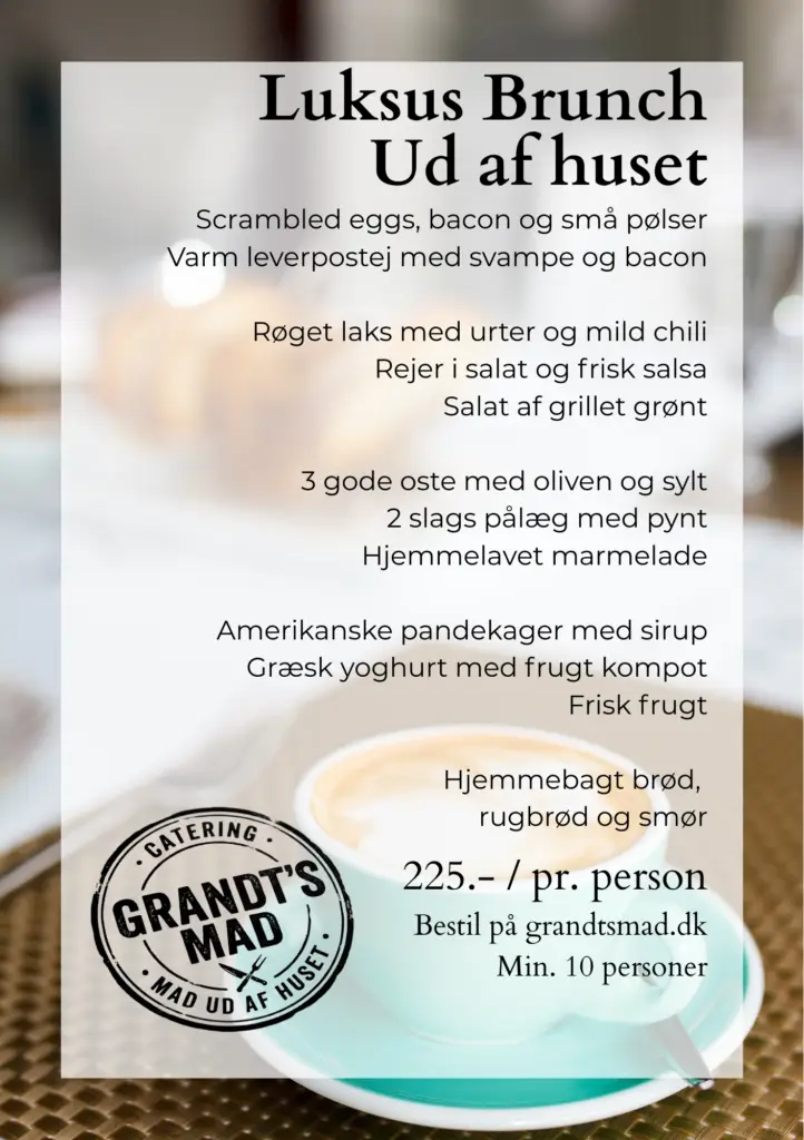 Luksus brunch til fest med hjemmelavede specialiteter ud af huset
